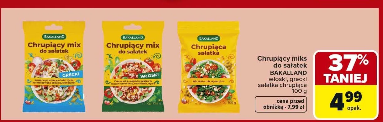 Chrupiący miks do sałatek włoski Bakalland promocja w Carrefour