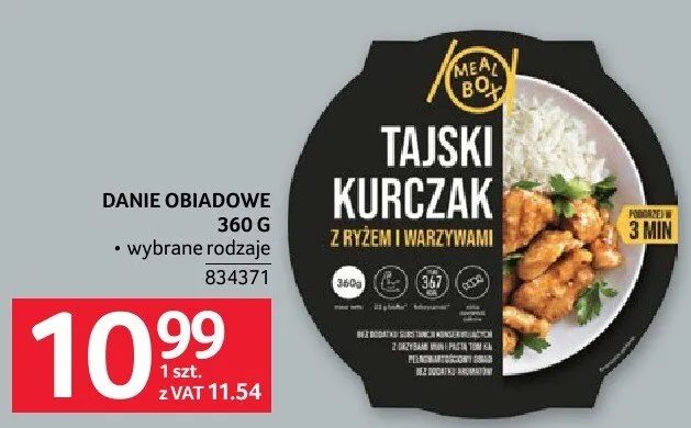 Danie obiadowe tajski kurczak z ryżem i warzywami promocja w Selgros