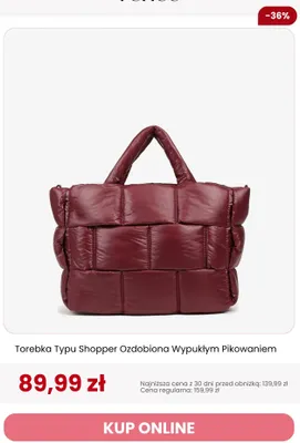 Torebka typu shopper ozdobiona wypukłym pikowaniem Renee promocja w Renee