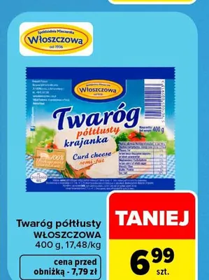 Twaróg półtłusty Włoszczowa promocja w Carrefour