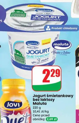 Jogurt śmietankowy bez laktozy promocja w Dino