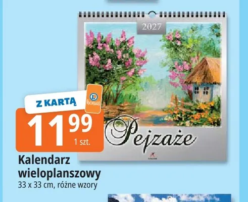 Kalendarz wieloplanszowy 33x33 cm Artsezon promocja w Leclerc
