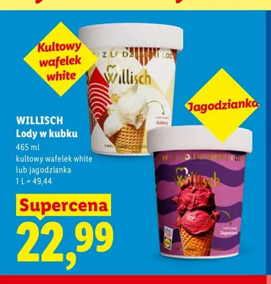 Lody w kubku Willisch kultowy wafelek white promocja w Lidl