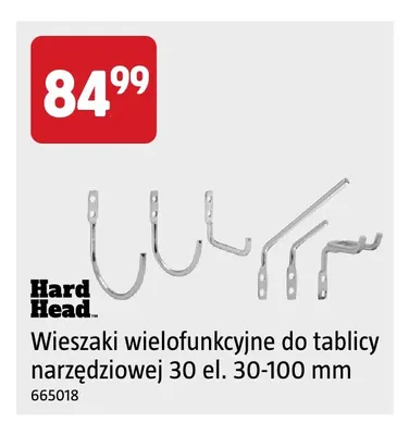 Wieszaki wielofunkcyjne do tablicy narzędziowej 30 el. 30-100 mm Hard Head promocja w Jula