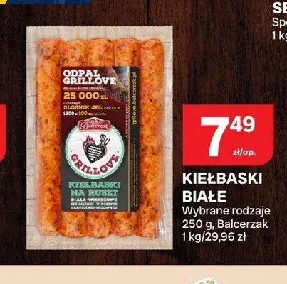 Kiełbaski na ruszt białe Grillove Balcerzak promocja w Chorten