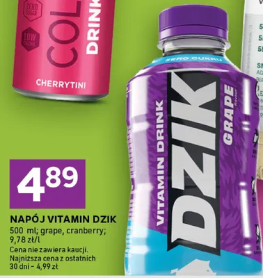 Napój vitamin drink grape, cranberry promocja w Stokrotka