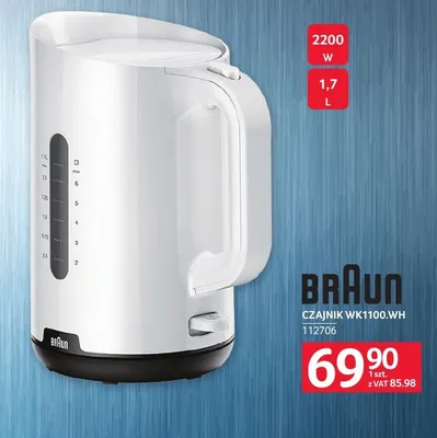 Czajnik WK1100.WH Braun 112706 promocja w Selgros
