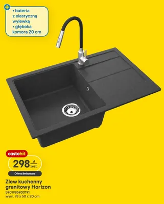 Zlew kuchenny granitowy Horizon promocja w Castorama