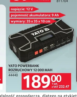 Powerbank rozruchowy 12 000mAh Yato promocja w Selgros