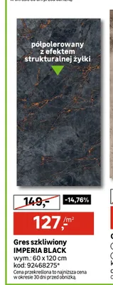 Gres szkliwny Imperia Black promocja w Leroy Merlin