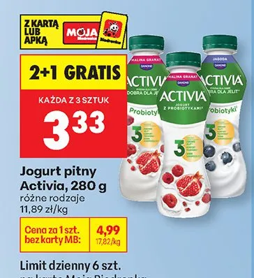 Jogurt pitny Activia różne rodzaje 280 g promocja w Biedronka