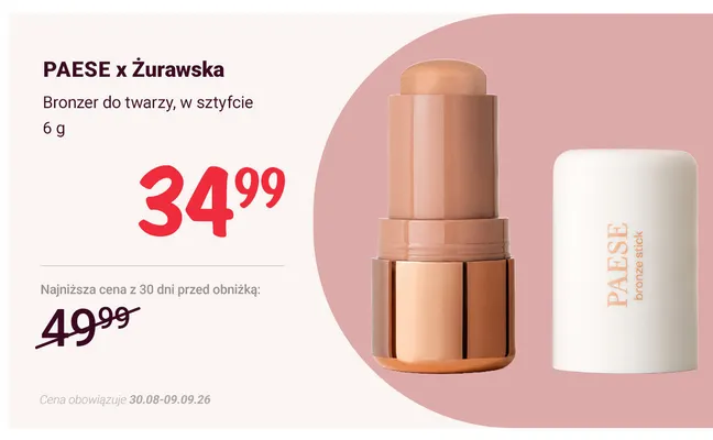 Bronzer do twarzy w sztyfcie Paese x Żurawska promocja w Rossmann
