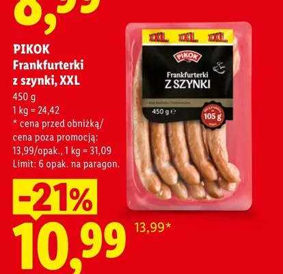 Frankfurterki z szynki Pikok XXL promocja w Lidl