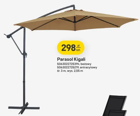 Parasol Kigali antracytowy promocja w Castorama