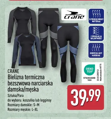 Bielizna termiczna bezszwowa narciarska damska/męska Crane promocja w Aldi