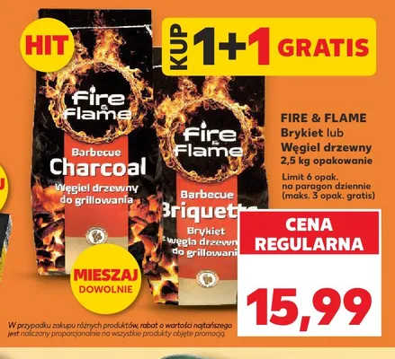 Brykiet węgla drzewnego Fire & Flame promocja w Kaufland