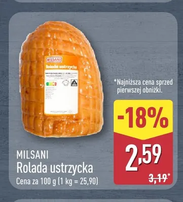 Rolada ustrzycka Milsani promocja w Aldi