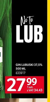 Gin Lubuski 37,5% promocja w Selgros
