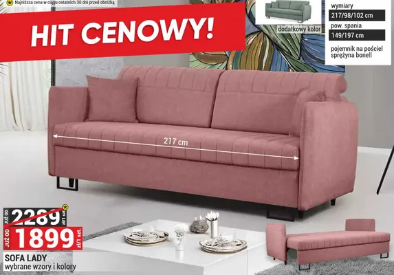 SOFA LADY wybrane wzory i kolory promocja w Merkury Market