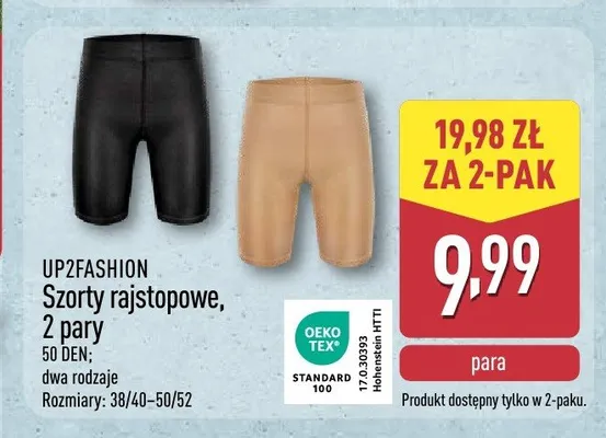 Szorty rajstopowe UP2FASHION 2-pak promocja w Aldi