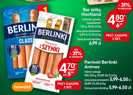 Parówki Berlinki z Szynki Animex promocja w Żabka