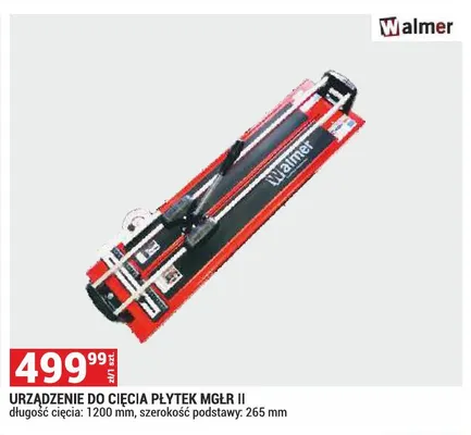 Urządzenie do cięcia płytek WALMER MGŁR II długość cięcia: 1200mm szerokość podstawy: 265mm promocja w Merkury Market