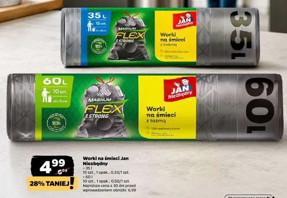 Worki na śmieci Jan Niezbędny Magnum Flex & Strong 35 l 15-pak promocja w Netto