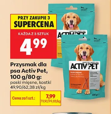 Przysmak dla psa Activ Pet paski mięsne 100 g promocja w Biedronka