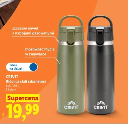 Bidon ze stali szlachetnej Crivit promocja w Lidl