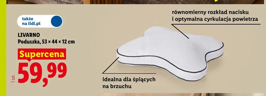 Poduszka Livarno 53x44x12 cm promocja w Lidl
