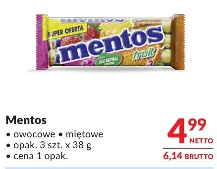 Mentos owocowe miętowe promocja w Makro
