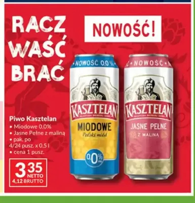 Piwo Kasztelan Miodowe 0,0% promocja w Makro