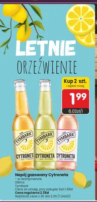 Napój gazowany Cytroneta o smaku rabarbarowym Tymbark promocja w Market Point