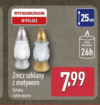 Znicz szklany z motywem promocja w Aldi