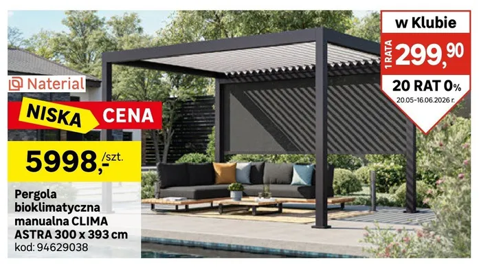 Pergola bioklimatyczna manualna Naterial CLIMA ASTRA 300x393cm promocja w Leroy Merlin