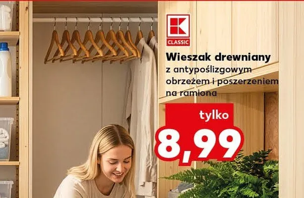 Wieszak drewniany K-Classic promocja w Kaufland