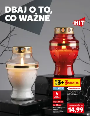Znicz szklany zalewany amfora 60h promocja w Kaufland