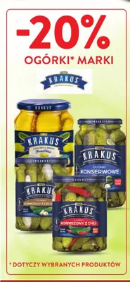 Ogórki korniszony z czosnkiem Krakus promocja w Intermarche