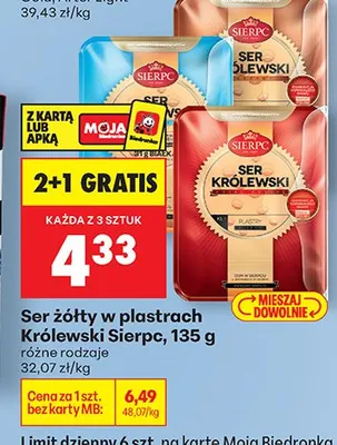 Ser żółty Królewski w plastrach różne rodzaje promocja w Biedronka