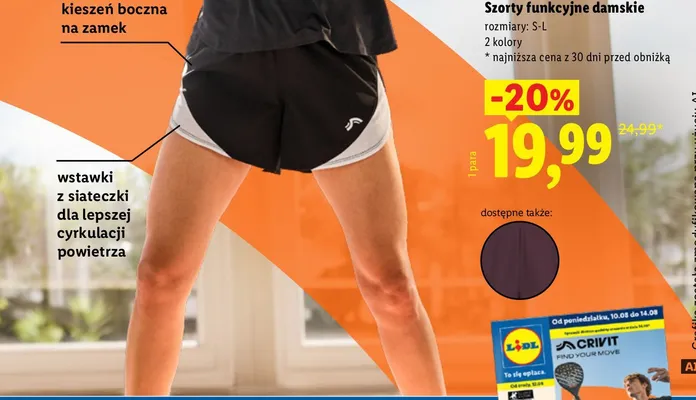 Szorty funkcyjne damskie Crivit promocja w Lidl