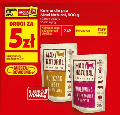 Karma dla psa Maxi Natural Kurczak i indyk z marchewką promocja w Biedronka