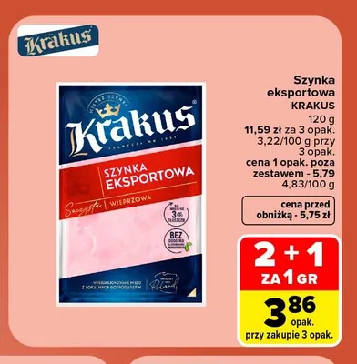 Szynka eksportowa Krakus promocja w Carrefour