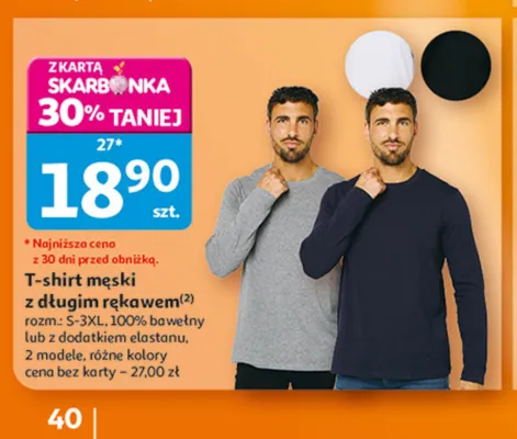 T-shirt męski z długim rękawem Inextenso promocja w Auchan
