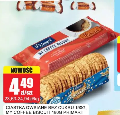 Ciastka owsiane bez cukru Primart promocja w Bingo