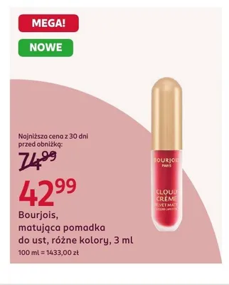 Matująca pomadka do ust Bourjois Cloud Creme promocja w Rossmann