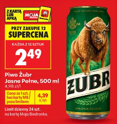 Piwo Żubr promocja w Biedronka