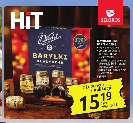 Bombonierka Baryłki Klasyczne E.Wedel promocja w Selgros