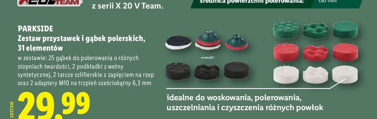 Zestaw przystawek i gąbek polerskich Parkside promocja w Lidl