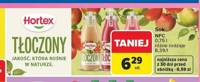 Sok Hortex Tłoczony NFC promocja w Carrefour