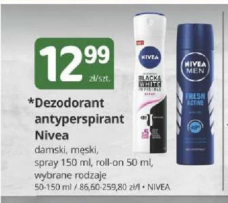 Dezodorant antyperspirant w sprayu Nivea Black & White Invisible promocja w Marketvita